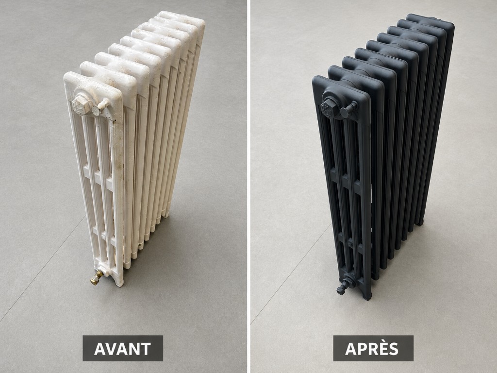 Radiateur fonte avant et après rénovation ASDECAPAGE