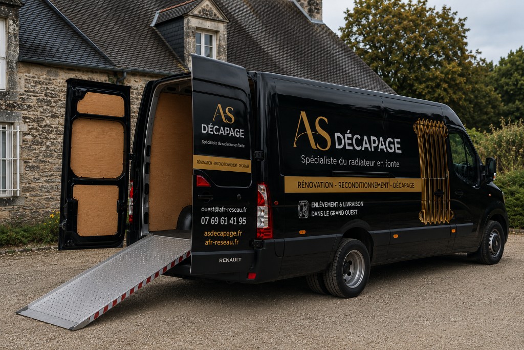 Camion AS Décapage — enlèvement et livraison de radiateurs en fonte dans le Grand Ouest